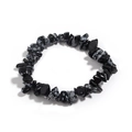 Irregular snowflake obsidian stone bead bracelet for women with natural black finish - Snowflake