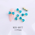 Light blue heart crystal bow nail art charms size 11x5mm with gold metal link - Blue Gold Base Bow (8077)