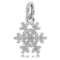 Silver snowflake charm pendant with pavé sparkling clear round zirconias - White Snowflake Pendant (#24)