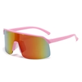 Pink semi-rimless cycling sunglasses with orange-yellow gradient mirrored lenses - Pink Frame Purple Red Coating