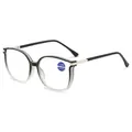 Lunettes de lecture œil de chat anti-lumière bleue pour femmes, puissance de +3,00 - +1.00 Dioptrie / Noir Dégradé Transparent
