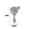Hot air balloon cartilage earring in silver metal with sparkling cubic zirconia studs - Silver Hot Air Balloon Style (10# Silver)