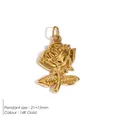Ciondolo a forma di rosa in acciaio inossidabile placcato oro 14K per gioielli DIY - Forma di Rosa 3D (XP16162) / Oro