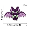 Purple bat embroidery patch with skull bowtie detail and dimensions 5.9cm by 4cm - Horror Style Patch 4# (Purple Bat)