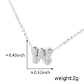 Silver Letter W Zirconia Necklace, Dainty Full Diamond Pendant for Women, 0.43 inch Height - Silver Letter-W