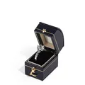 Royal blue vintage jewelry box with gold trim and ring insert, 2.2x3.2x3.3cm size - Square / Court Blue