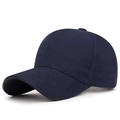 Unisex navy blue baseball cap with dark brown brim piping detail and cotton twill fabric - Adjustable / Navy Blue
