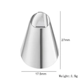 Small stainless steel piping nozzle for cake decorating with silver metallic finish - Design No.18