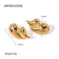 18k gold plated double layer water drop earrings in stainless steel with 3.5cm length - Waterdrop Streamline Earrings
