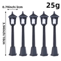 Set of 5 black miniature street lights 10cm tall for DIY garden and model landscapes - Large / Black