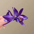 Elegant purple mesh orchid hair clip with woven texture and floral petal details - Purple Cymbidium
