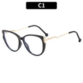 Cat eye black and gold TR90 anti-blue light glasses with curved metal temples - Black Frame