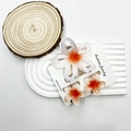 Plumeria marble hair claw set with white translucent petals and orange gradient core - Hollow Plumeria White and Orange Set (With Card)