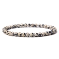 Minimalist 4mm Dalmatian Jasper natural stone beaded elastic bracelet for men - Spotted Stone