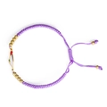 Purple braided bracelet with gold beads and Palestine flag charm for women - Purple Braided Rope
