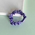 Purple satin silk scrunchie with glossy finish for hair protection and styling - Purple