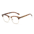 Retro browline sunglasses with tortoiseshell frame and gold metal accents for men and women - Tortoise Gold Frame Clear Lens