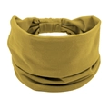 Elastic wide cotton headband in solid ginger yellow for women's yoga and hair styling - Turmeric