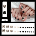 Champagner-Leoparden-Glitzer-Aufdrück-Zehennägel-Set mit 24 Stück in verschiedenen Größen - F196 Champagner Leopard (Kleber-Stil)