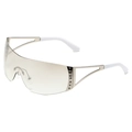 Y2K rimless silver sports sunglasses with rhinestone detail and gradient lenses - Silver Frame Gradient Mirror