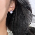 Elegant lavender pearl stud earring with high metallic luster and S925 silver needle - EH0251/Lavender High Gloss Pearl Stud