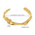 Detailed view of irregular lava texture gold stainless steel bangle measuring 5.4cm inner diameter - Irregular Lava Style (Z353) / Gold Color (Z353)