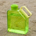 Transparent green square sports water bottle with yellow handle on the beach - Green