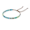 Bracelet fait main en perles Tila bleu et turquoise avec cordon tressé ajustable - Bleu Vert Jaune Métal Ajustable