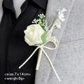 Eleganter weißer PE-Rosen-Ansteckstrauß für Bräutigam am Revers, 7x14cm Größe - Weiß