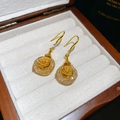 Rhinestone Round Mesh Flower Pendant Ear Hook