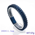 Double-row navy blue wheat chain bracelet with magnetic clasp 200mm length - 20cm Blue
