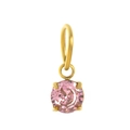 Collana fai da te in acciaio titanio dorato con pendente in gemma rosa tonda - Ottobre - Pendente Singolo