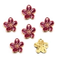 Ciondoli a fiore di ciliegio in smalto bordeaux e oro per creazione di gioielli fai da te - Stile 7 Fiore Rosso / 22*24mm