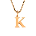 Rose gold letter K pendant necklace with classic box chain in minimalist style - Letter K-Rose Gold
