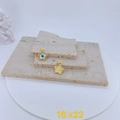 Detailed view of star-shaped evil eye pendant with white enamel and golden plating - Hexagram Shape / White Enamel Star Evil Eye
