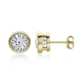 Classic 4-claw S925 sterling silver moissanite stud earrings in 18K gold finish - Bezel Set / 0.5 Carat * 2 / Gold