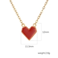 18k gold plated heart pendant necklace with dimensions 11.3mm by 12mm and 2.8g weight - Red Heart Gold Chain (Gold MS-324)