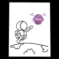 Pietra di cristallo pianeta viola creativa con carta illustrativa di astronauta - Pietra Lilla