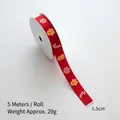 Red 1.5cm wide Christmas grosgrain ribbon featuring festive gingerbread man and snowflakes - Red - Gingerbread Man / 1.5cm Wide-5m/Roll