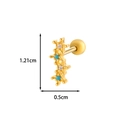 Gold stud earring with blue stones and white cubic zirconia for cartilage piercing - Size 11 / Gold Yellow