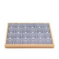 24-compartment wooden jewelry display tray with grey velvet lining for rings and studs - 18-Grid Pendant Tray Grey
