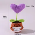 Handmade purple heart crochet plant in brown pot with positive life quote card - Positive Potted-Heart Purple