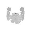Silver vintage wide open cuff bracelet featuring layered floral patterns for women - Silver Big Five Flowers