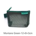 Distant mountain green triangle mesh coin purse with zipper and brand label, 12x8x3cm - 12×8×3cm / Dark Green