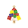 Fashionable golden Christmas tree brooch with colorful enamel gifts and rhinestone star - Colorful Gift Box Christmas Tree (HC0151)