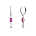 S925 sterling silver drop earrings featuring marquise-cut rose red cubic zirconia - Rose Red (Platinum Plated)