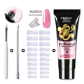 Nail poly gel kit with clear nude extension gel, brush, dual tool and nail tips - Clear Nude