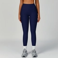 Leggings da yoga a costine blu navy a vita alta con compressione per fitness e sport - S / Blu navy