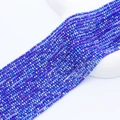 2mm faceted crystal flat beads in iridescent blue and purple finish for DIY jewelry - 2mm (Approx. 210 Beads per Strand) / Deep Blue AB