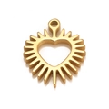 Hohlherz-Goldanhänger aus Edelstahl mit strahlenden Linien für DIY-Schmuckdesign - Gold